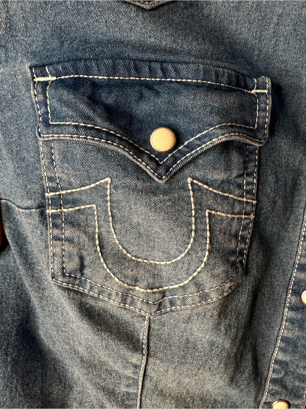 TRUE RELIGION WOMEN'S WESTERN DENIM SHIRT LARGE NEW - Picture 12 of 16
